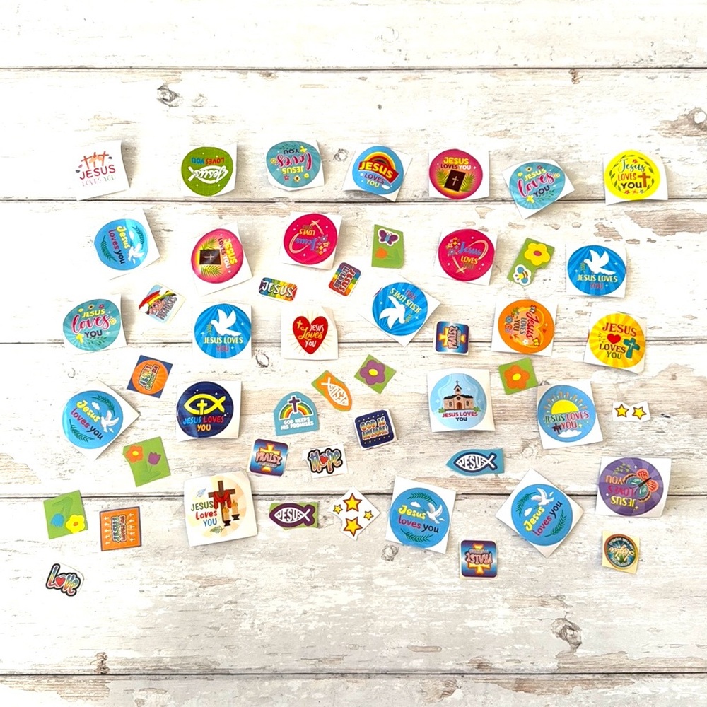 Jesus Loves You Kids Easter Christian Faith Sticker Bundle Lot 50pc Count NEW